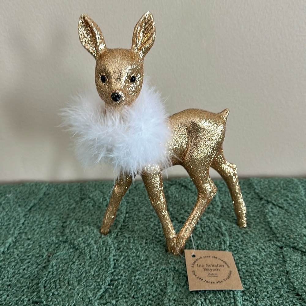 Ino Schaller Bayern Gold Glitter Reindeer Made In Germany NEW